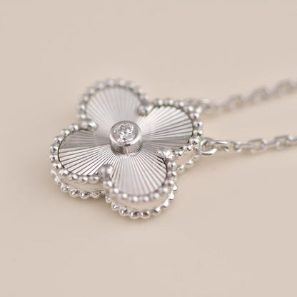[Polaidi Jewelry]CLOVER  15MM DIAMOND LASER NECKLACE SILVER