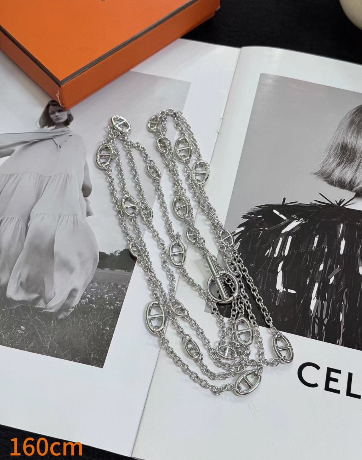 [Polaidi]CLASSIC FARANDOLE COLLECTION PIG NOSE 160CM SILVER NECKLACE