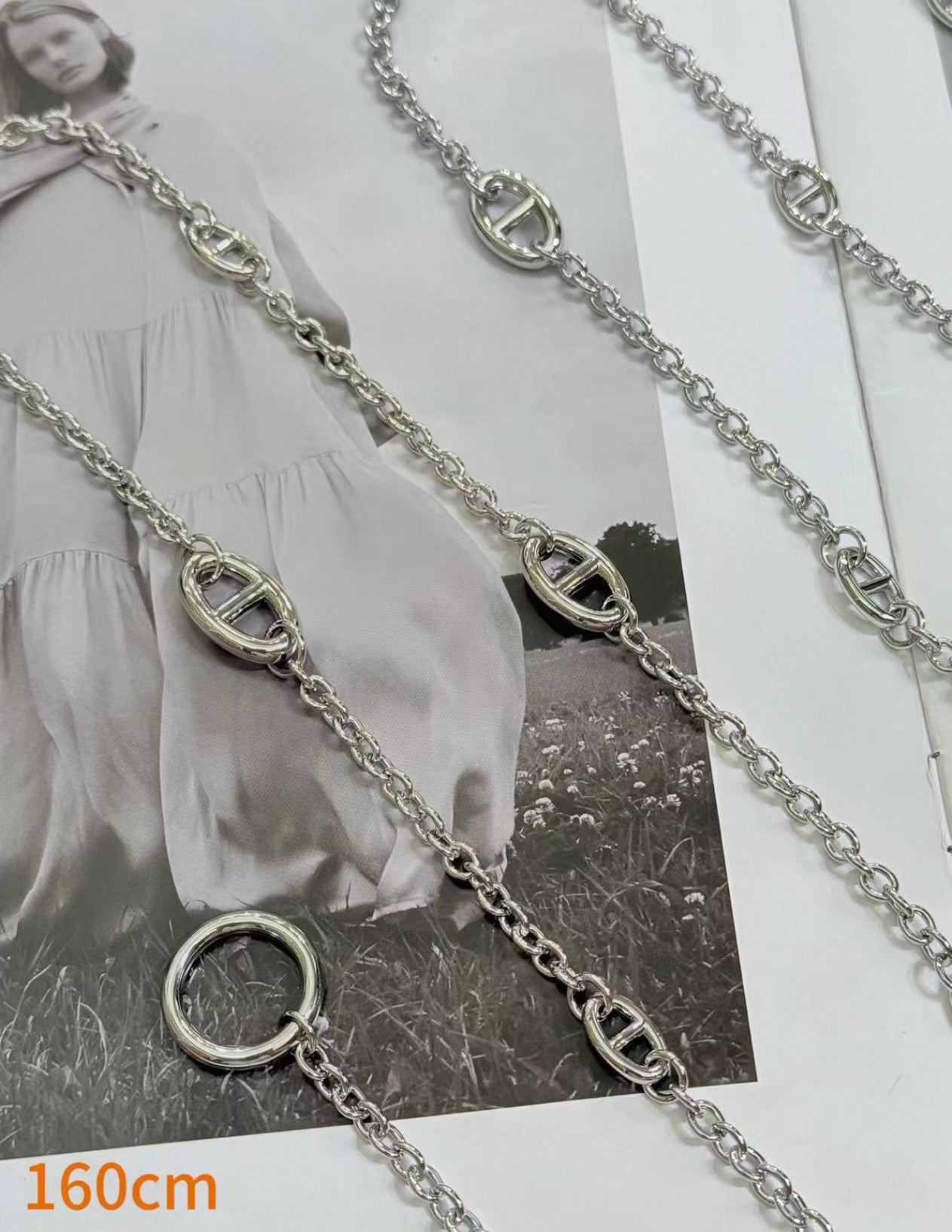[Polaidi]CLASSIC FARANDOLE COLLECTION PIG NOSE 160CM SILVER NECKLACE