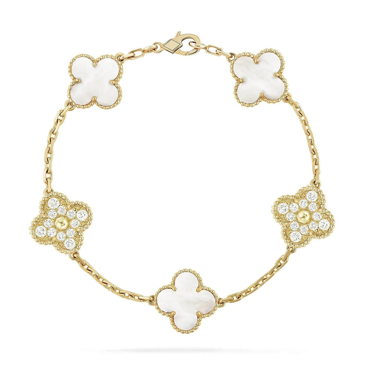 [Polaidi Jewelry]CLOVER WHITE PEARL MOP 5 MOTIF BRACELET COLLECTION