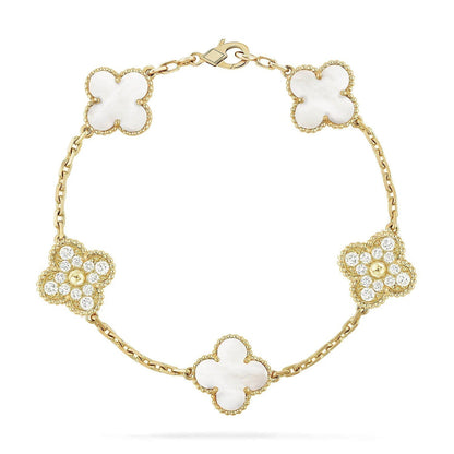 [Polaidi Jewelry]CLOVER WHITE PEARL MOP 5 MOTIF BRACELET COLLECTION
