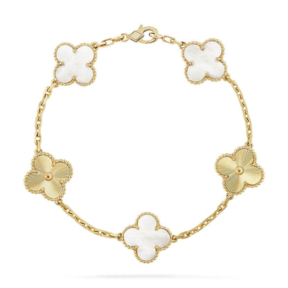 [Polaidi Jewelry]CLOVER WHITE PEARL MOP 5 MOTIF BRACELET COLLECTION