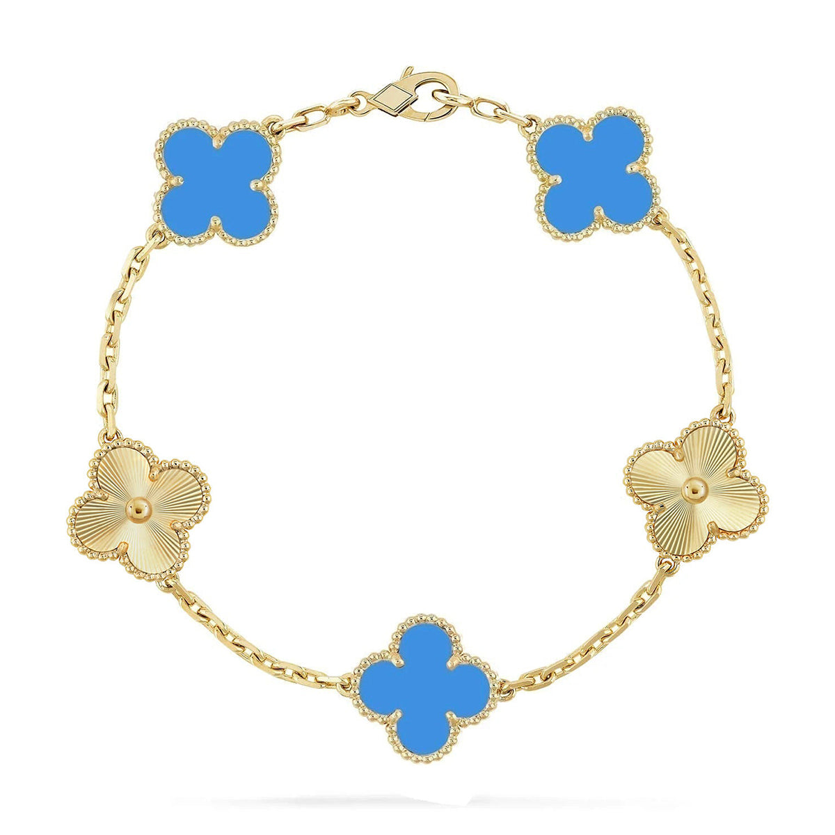 [Polaidi Jewelry] CLOVER 5 MOTIF BLUE AGATE BRACELET COLLECTION