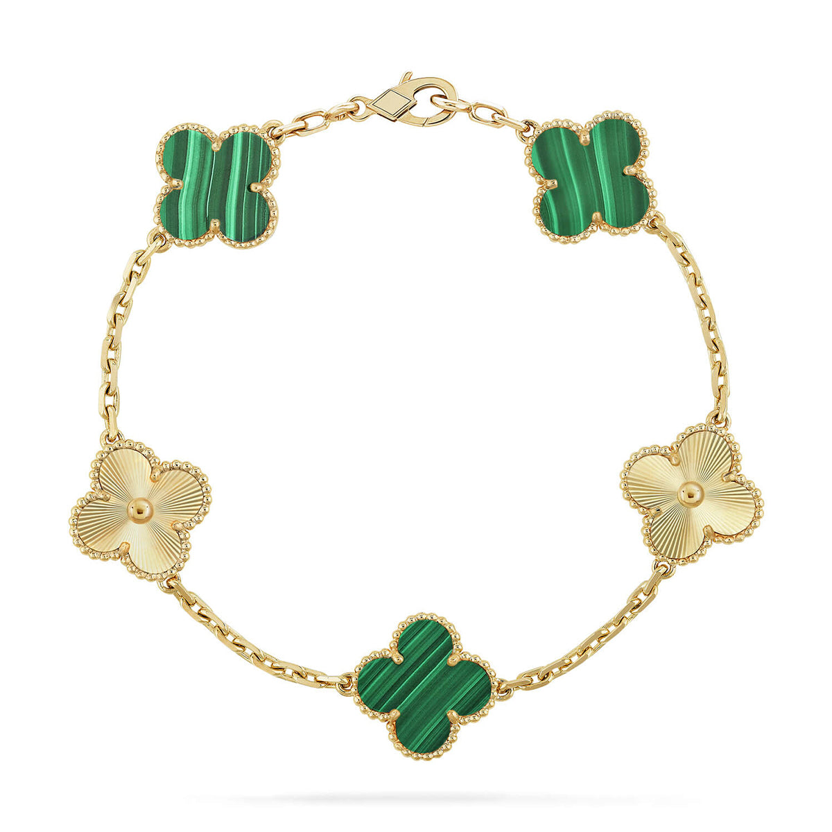 [Polaidi Jewelry] CLOVER 5 MOTIF MALACHITE BRACELET COLLECTION