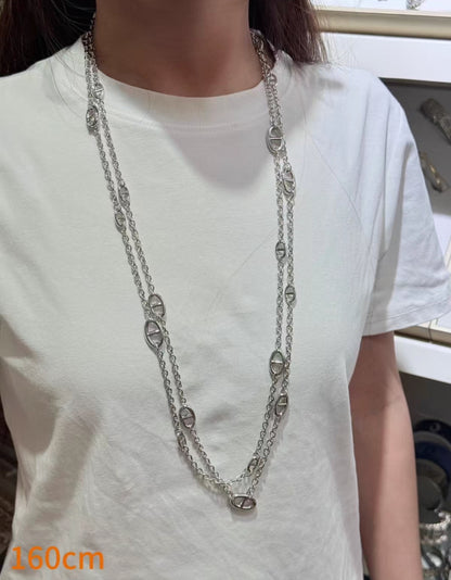 [Polaidi]CLASSIC FARANDOLE COLLECTION PIG NOSE 160CM SILVER NECKLACE