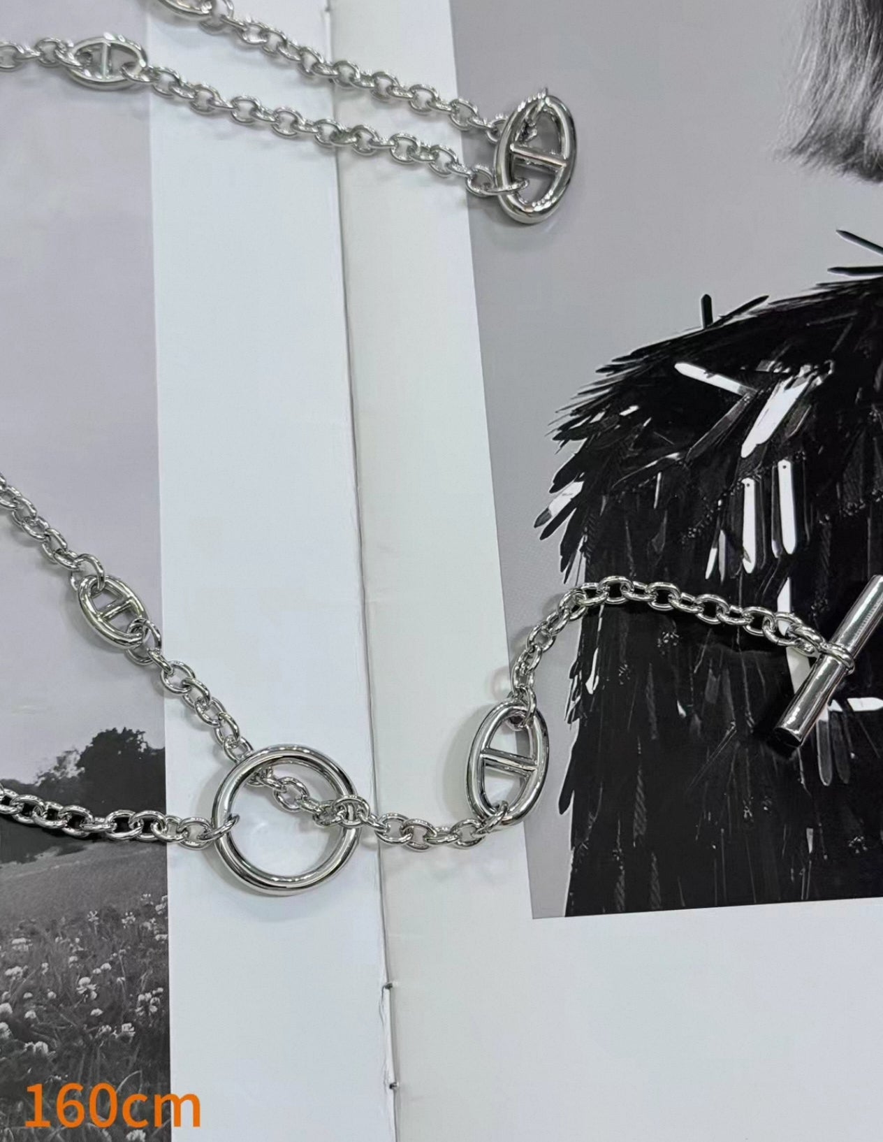 [Polaidi]CLASSIC FARANDOLE COLLECTION PIG NOSE 160CM SILVER NECKLACE