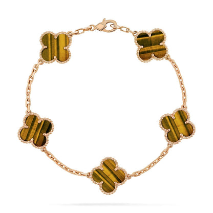 [：Polaidi Jewelry]CLOVER  5 MOTIFS TIGER EYE BRACELET