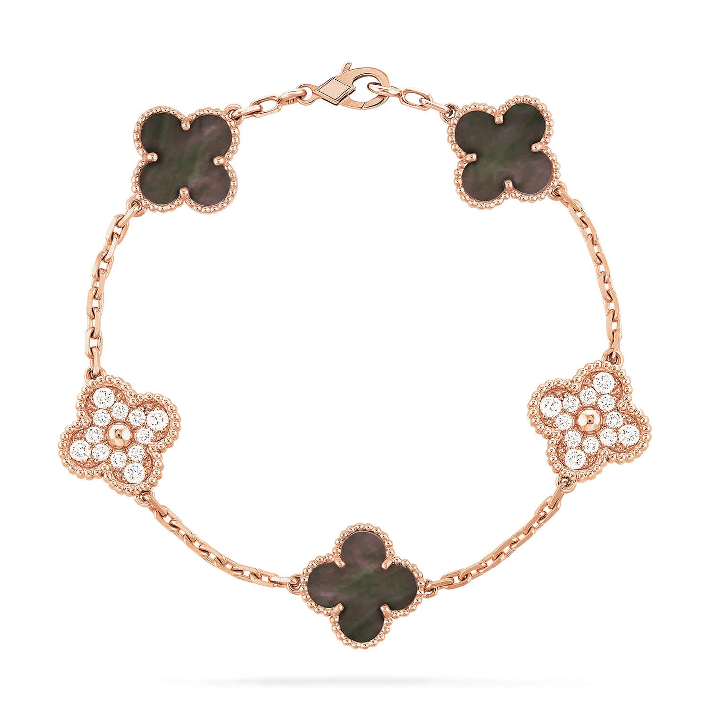 [：Polaidi Jewelry]CLOVER 5 MOTIF GRAY MOP DIAMOND BRACELET