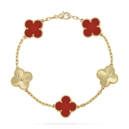 [：Polaidi Jewelry]CLOVER  5 MOTIFS CARNELIAN GOLD BRACELET