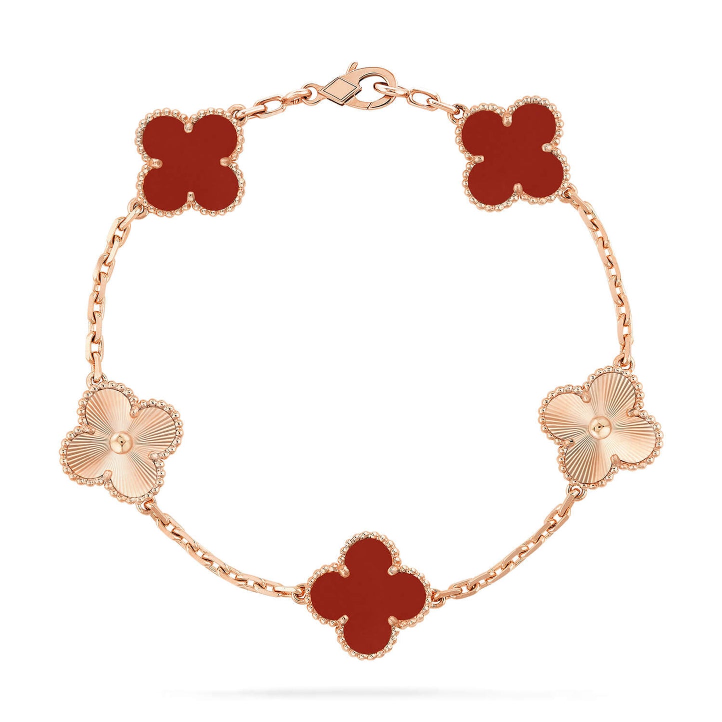 [：Polaidi Jewelry]CLOVER  5 MOTIFS CARNELIAN GOLD BRACELET