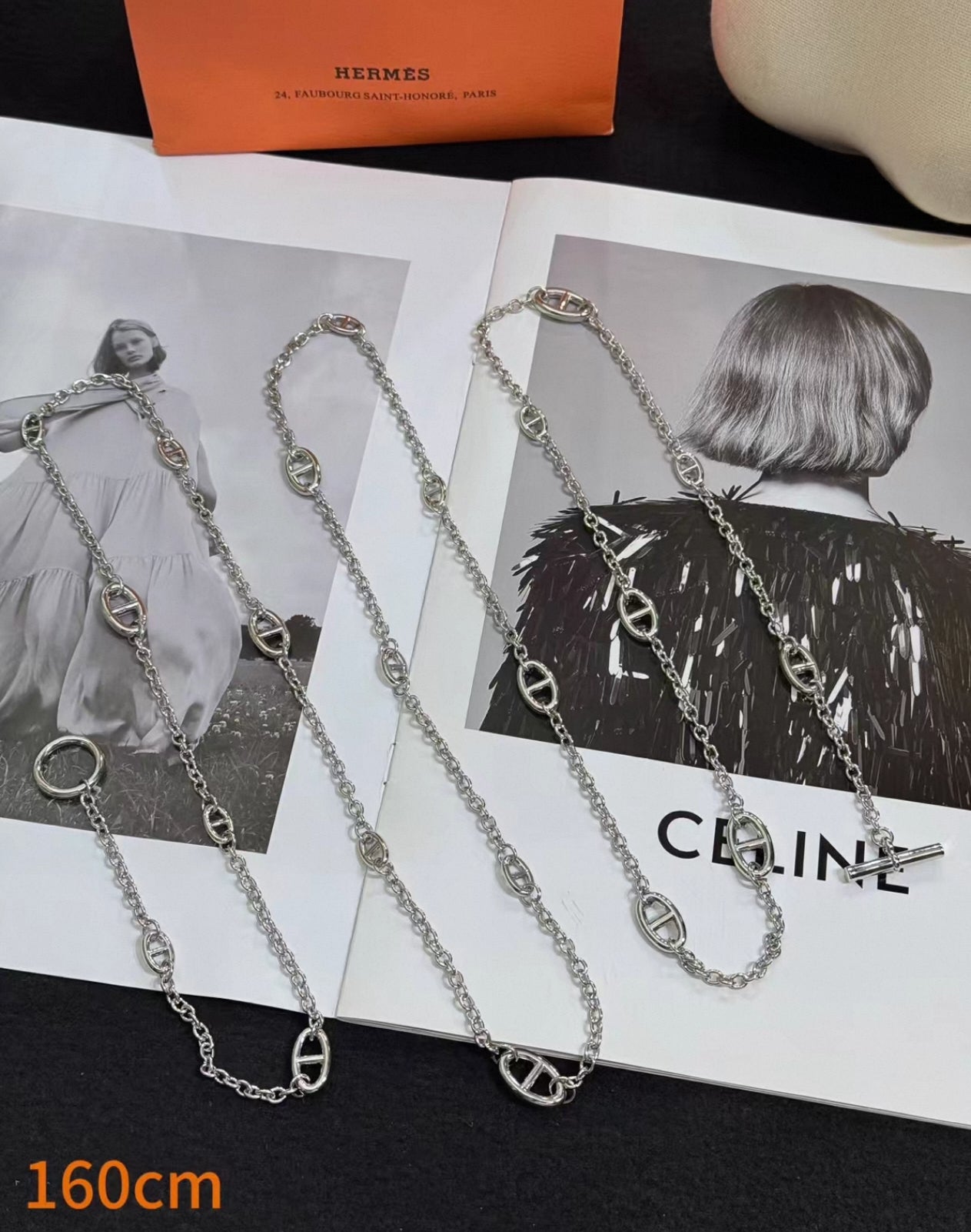 [Polaidi]CLASSIC FARANDOLE COLLECTION PIG NOSE 160CM SILVER NECKLACE