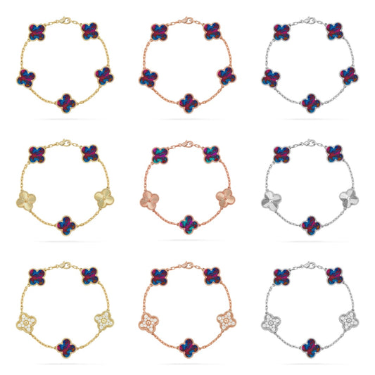[Polaidi Jewelry]CLOVER 5 MOTIF COLOR GEMSTONES BRACELET COLLECTION