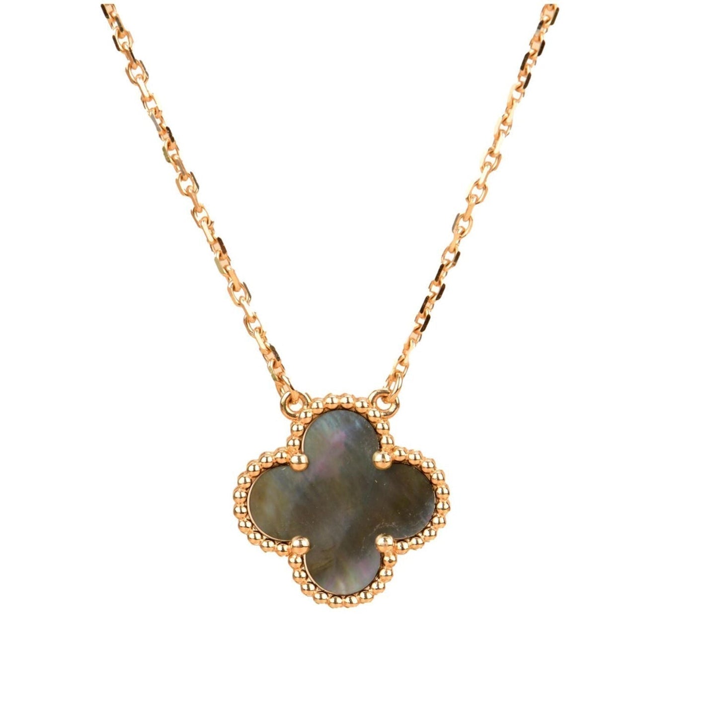 [：Polaidi Jewelry]CLOVER 15MM  GRAY MOTHER OF PEARL NECKLACE