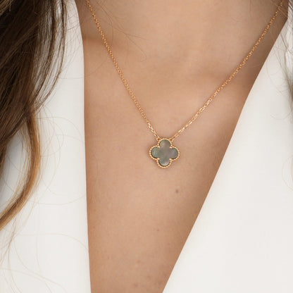 [Polaidi Jewelry]CLOVER 15MM  GRAY MOTHER OF PEARL NECKLACE