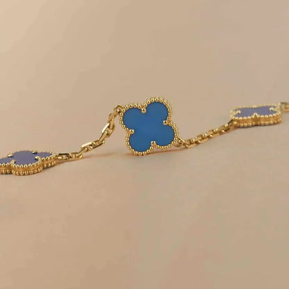 [Polaidi Jewelry] CLOVER 5 MOTIF BLUE AGATE BRACELET COLLECTION
