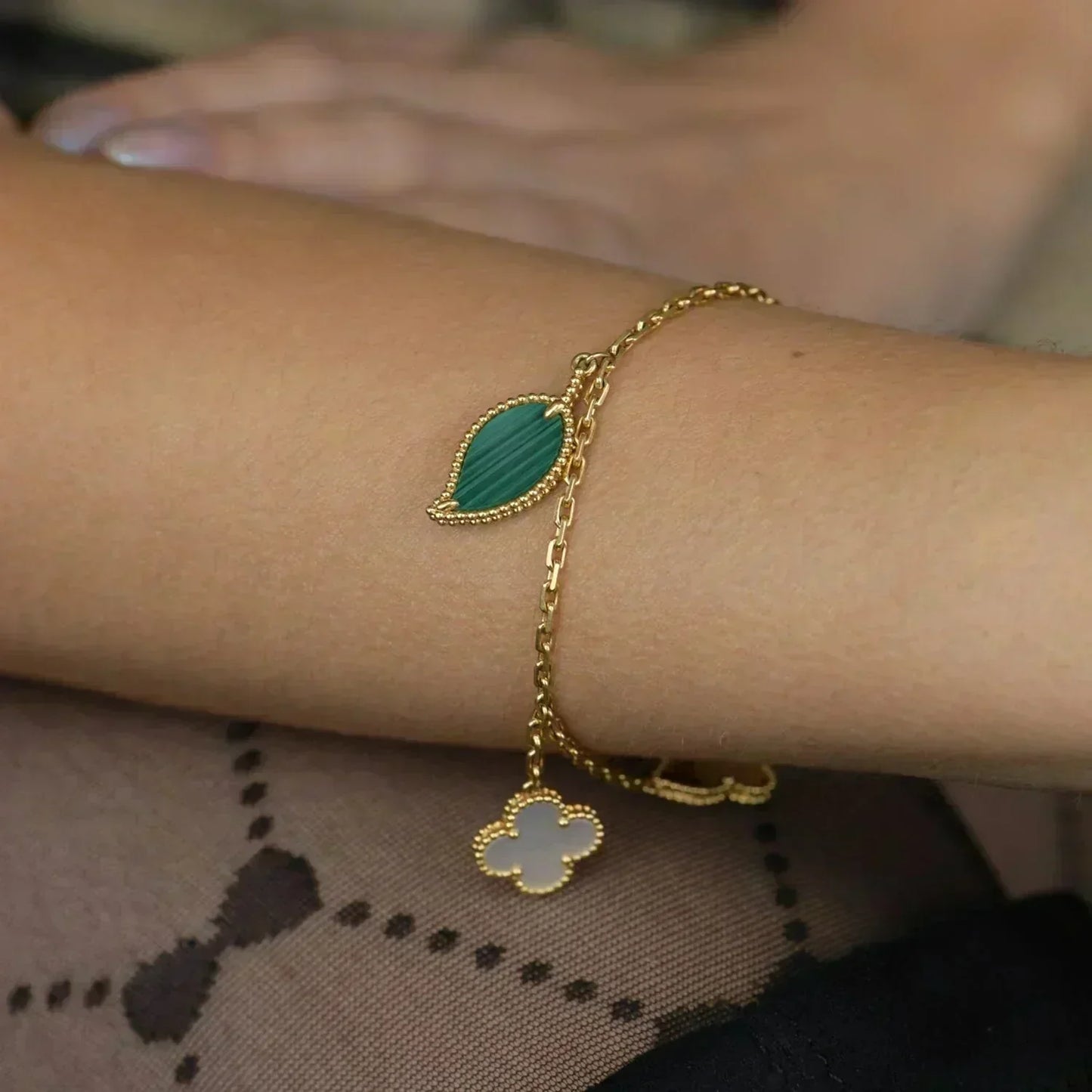 [：Polaidi Jewelry]LUCKY SPRING 5 MOTIF GOLD BRACELET