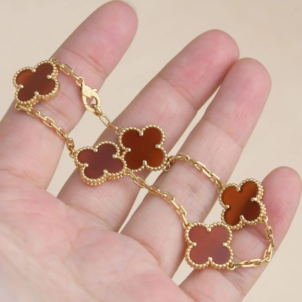 [Polaidi Jewelry] CLOVER 5 MOTIF RED CORNELIAN BRACELET COLLECTION