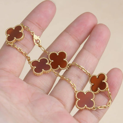[Polaidi Jewelry] CLOVER 5 MOTIF RED CORNELIAN BRACELET COLLECTION