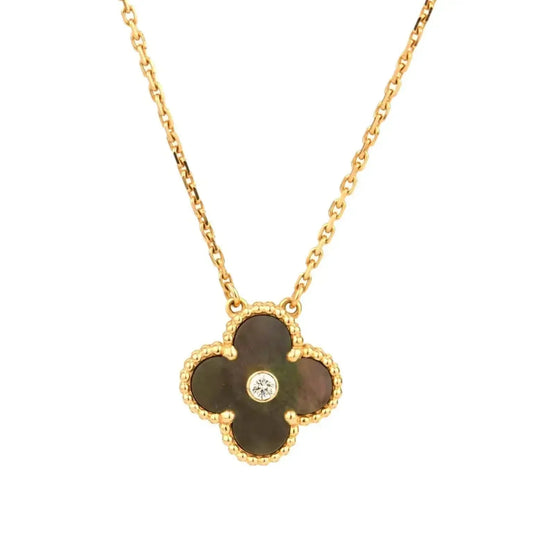 [：Polaidi Jewelry]CLOVER 15MM DIAMOND AND MOTHER-OF-GREY NECKLACE