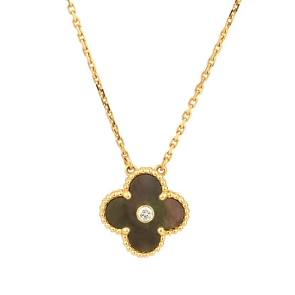 [Polaidi Jewelry]CLOVER 15MM DIAMOND AND MOTHER-OF-GREY NECKLACE