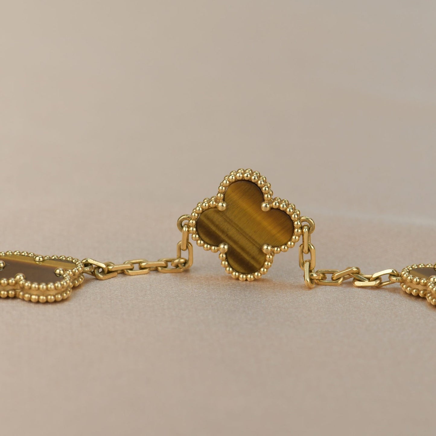 [：Polaidi Jewelry]CLOVER  5 MOTIFS TIGER EYE BRACELET
