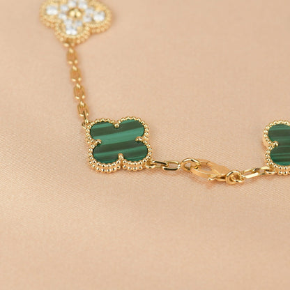 [：Polaidi Jewelry]CLOVER  5 MOTIF MALACHITE DIAMOND BRACELET