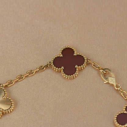 [：Polaidi Jewelry]CLOVER  5 MOTIFS CARNELIAN GOLD BRACELET