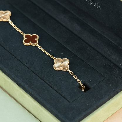 [：Polaidi Jewelry]CLOVER  5 MOTIFS CARNELIAN GOLD BRACELET