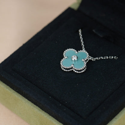 [：Polaidi Jewelry]CLOVER 15MM DIAMOND SVRES PORCELAIN  NECKLACE SILVER