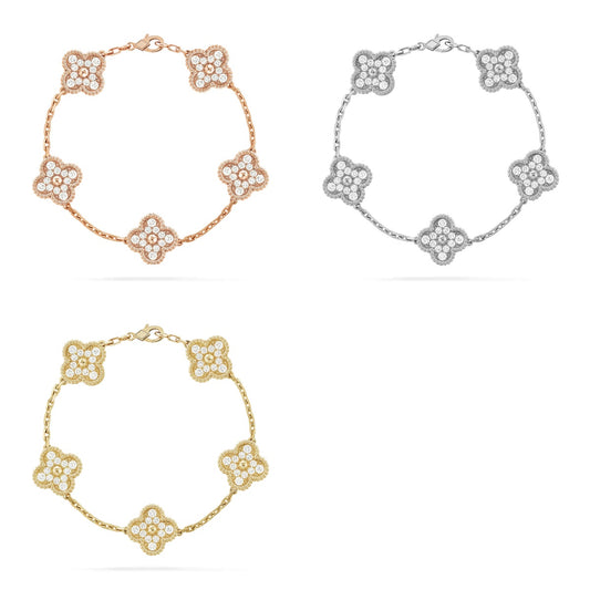[Polaidi Jewelry] CLOVER 5 MOTIF FULL DIAMOND BRACELET COLLECTION