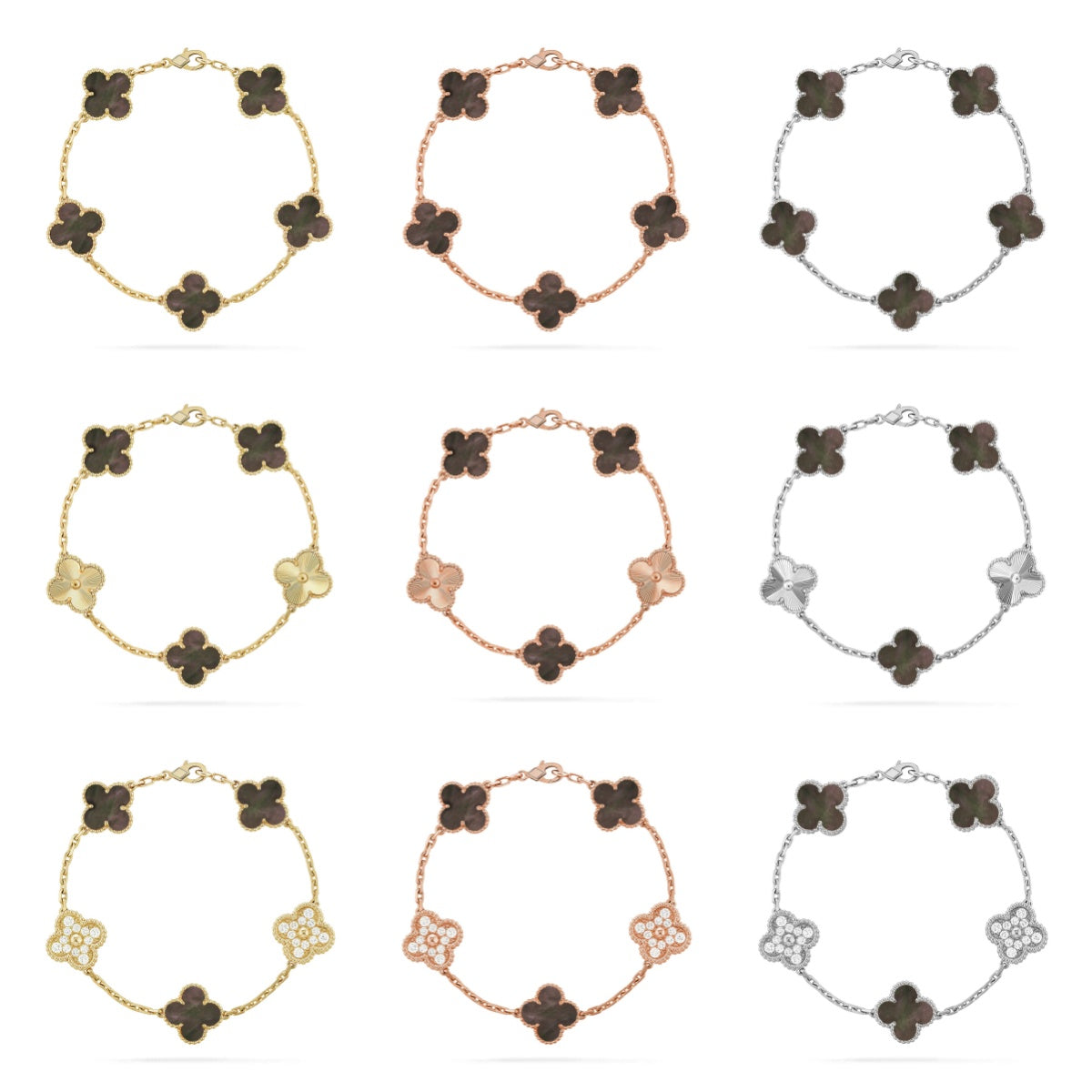 [Polaidi Jewelry] CLOVER 5 MOTIF GRAY MOP BRACELET COLLECTION