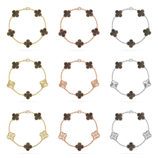 [Polaidi Jewelry] CLOVER 5 MOTIF GRAY MOP BRACELET COLLECTION