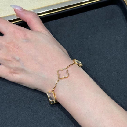 [Polaidi Jewelry]CLOVER 5 MOTIF ROCK CRYSTAL BRACELET
