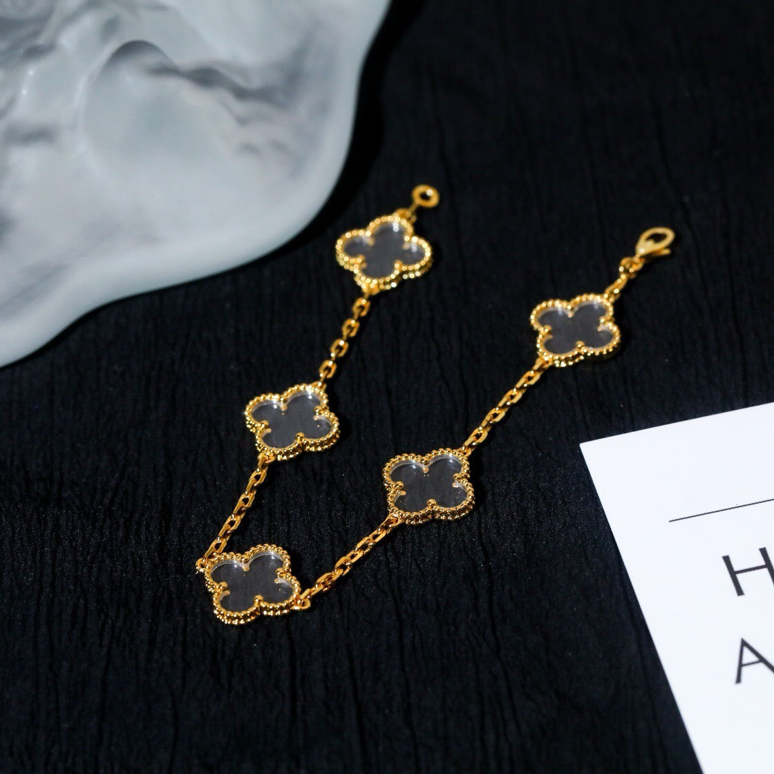 [Polaidi Jewelry]CLOVER 5 MOTIF ROCK CRYSTAL BRACELET