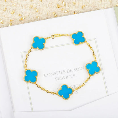 [Polaidi Jewelry] CLOVER 5 MOTIF TURQUOISE BRACELET COLLECTION