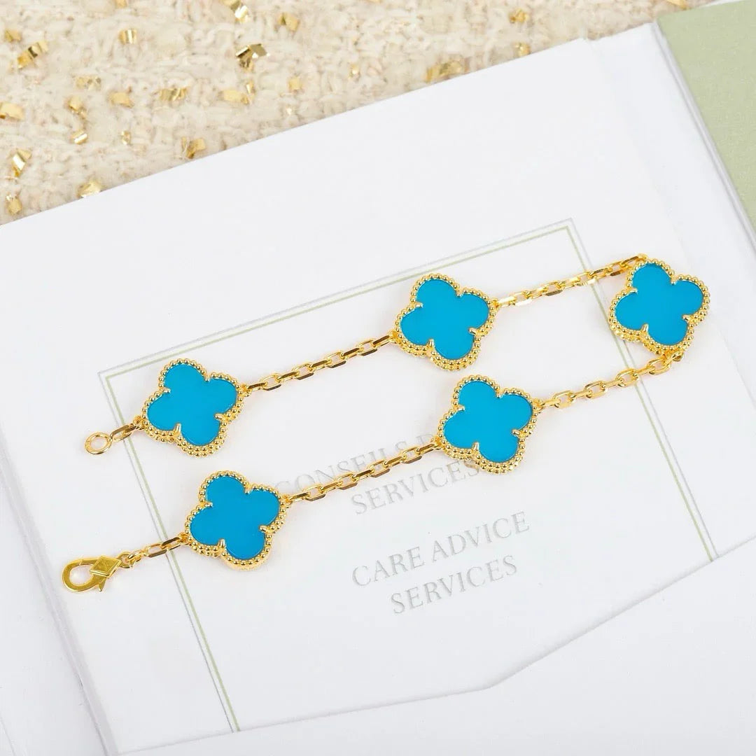 [Polaidi Jewelry] CLOVER 5 MOTIF TURQUOISE BRACELET COLLECTION
