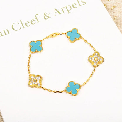 [Polaidi Jewelry] CLOVER 5 MOTIF TURQUOISE BRACELET COLLECTION