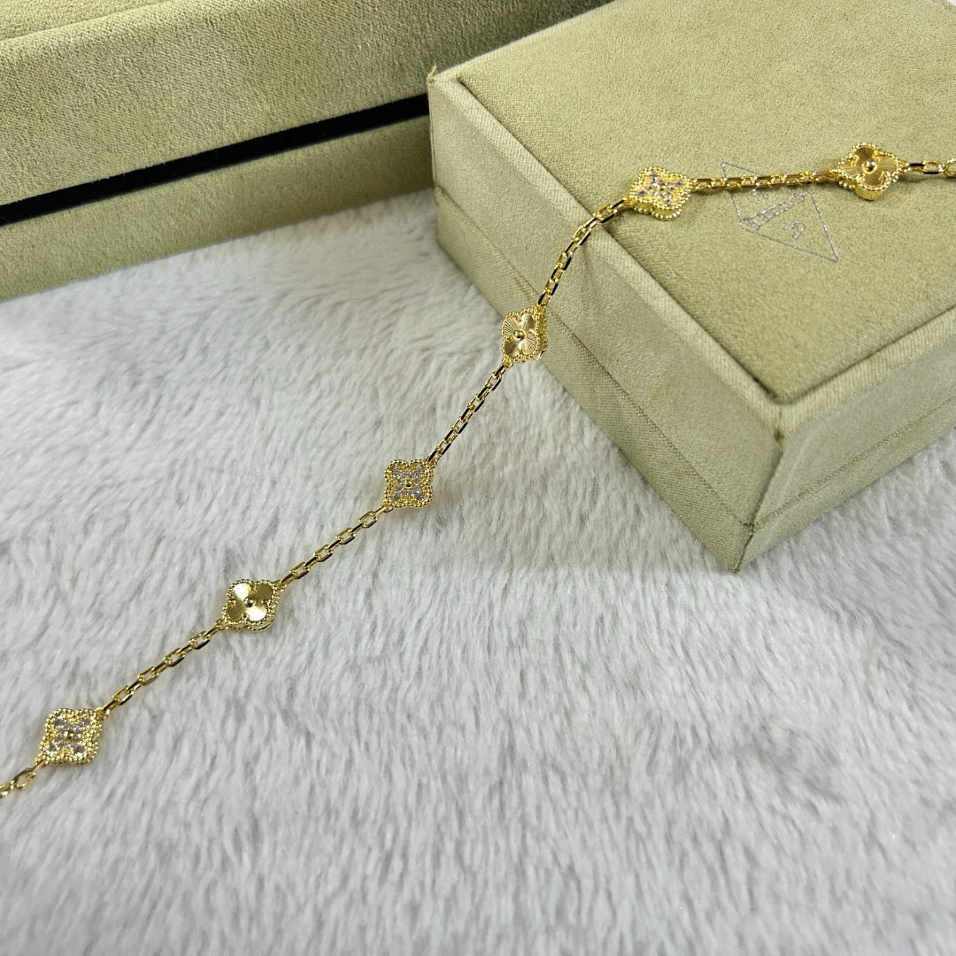 [：Polaidi Jewelry]CLOVER 6 MOTIF DIAMOND LASER BRACELET