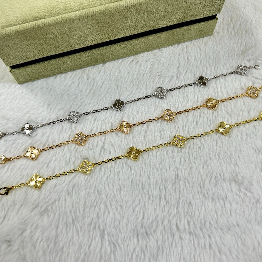 [：Polaidi Jewelry]CLOVER 6 MOTIF DIAMOND LASER BRACELET