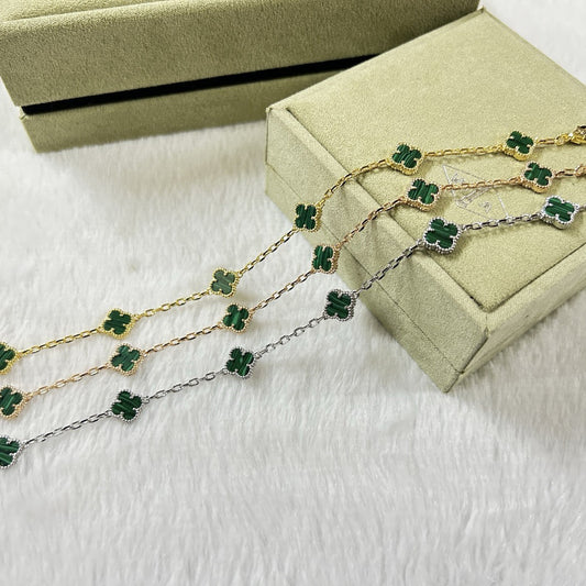 [Polaidi Jewelry]CLOVER 6 MOTIF MALACHITE BRACELET