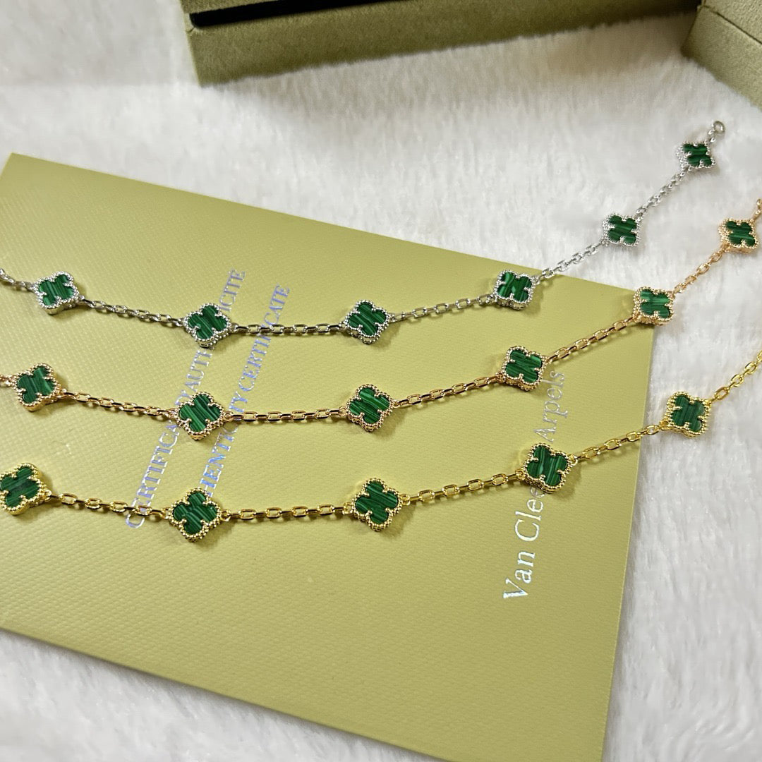 [Polaidi Jewelry]CLOVER 6 MOTIF MALACHITE BRACELET