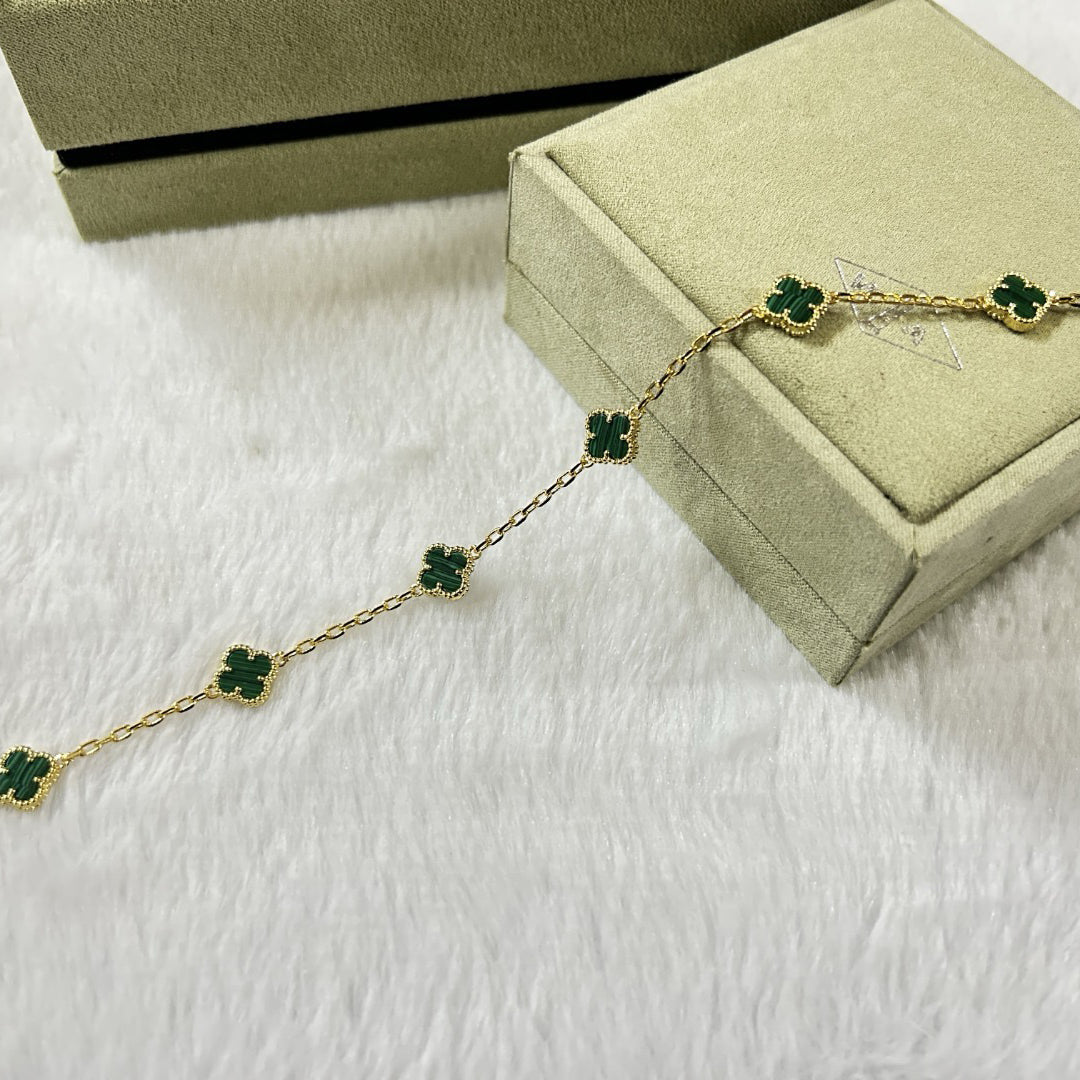 [：Polaidi Jewelry]CLOVER 6 MOTIF MALACHITE BRACELET