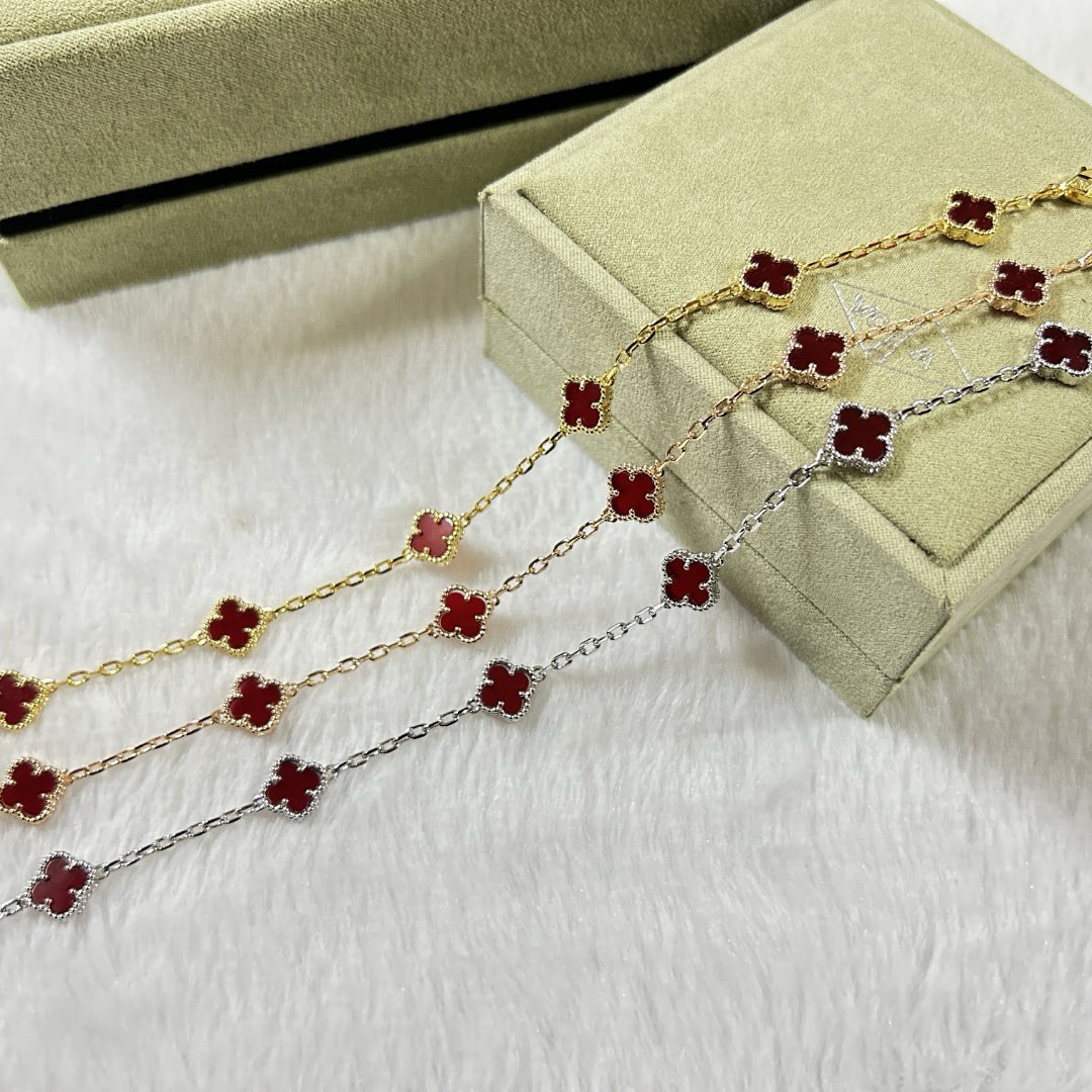 [：Polaidi Jewelry]CLOVER 6 MOTIF RED AGATE BRACELET