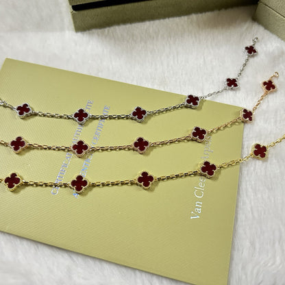 [Polaidi Jewelry]CLOVER 6 MOTIF RED AGATE BRACELET