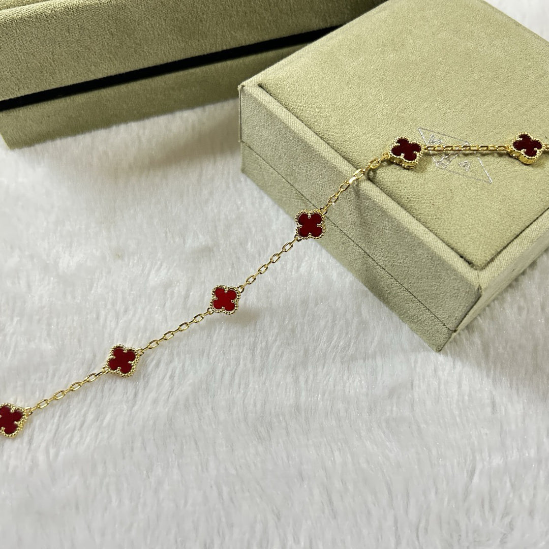 [：Polaidi Jewelry]CLOVER 6 MOTIF RED AGATE BRACELET