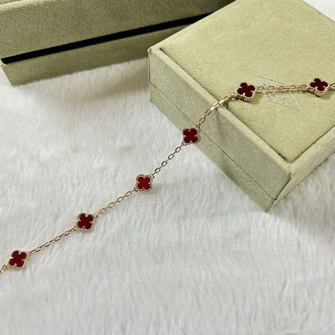 [Polaidi Jewelry]CLOVER 6 MOTIF RED AGATE BRACELET