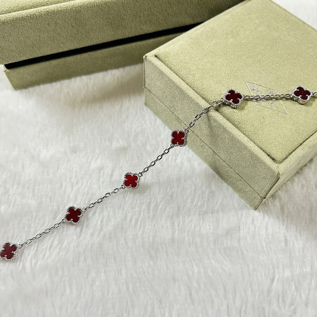 [：Polaidi Jewelry]CLOVER 6 MOTIF RED AGATE BRACELET