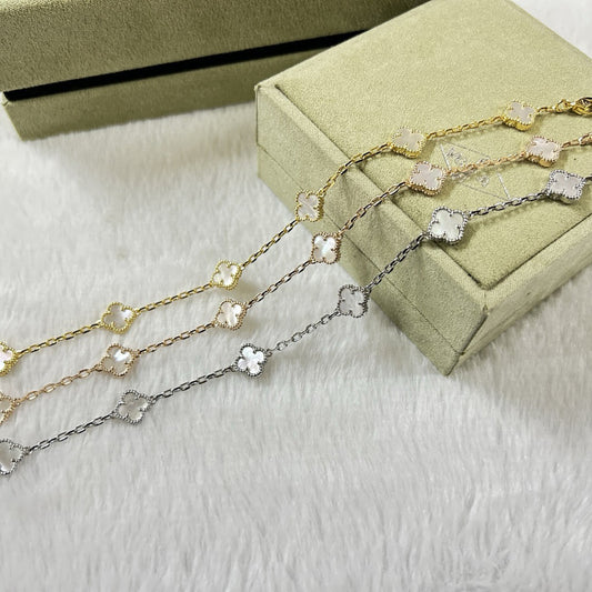 [Polaidi Jewelry]CLOVER 6 MOTIF WHITE MOP BRACELET