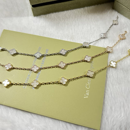 [：Polaidi Jewelry]CLOVER 6 MOTIF WHITE MOP BRACELET