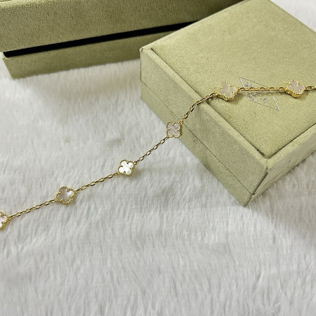 [Polaidi Jewelry]CLOVER 6 MOTIF WHITE MOP BRACELET